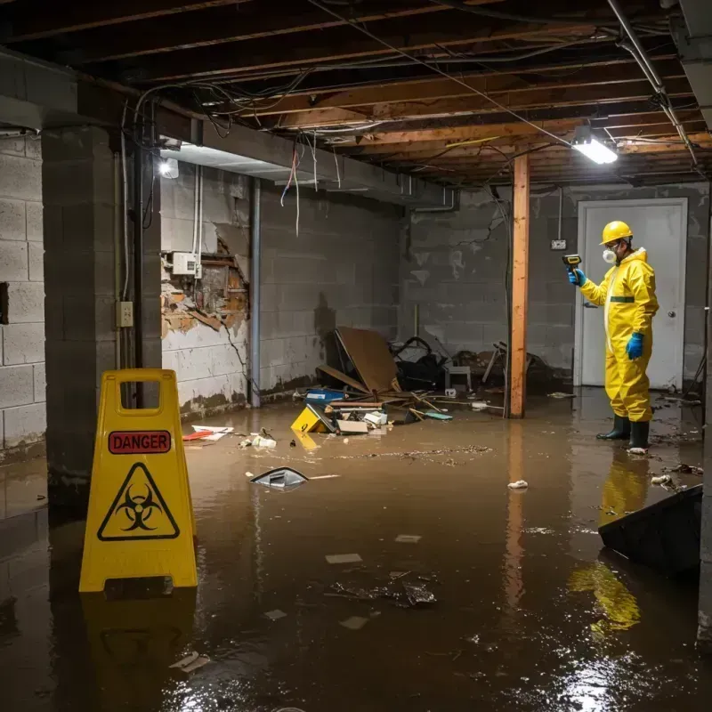 Flooded Basement Electrical Hazard in Rutherford County, NC Property